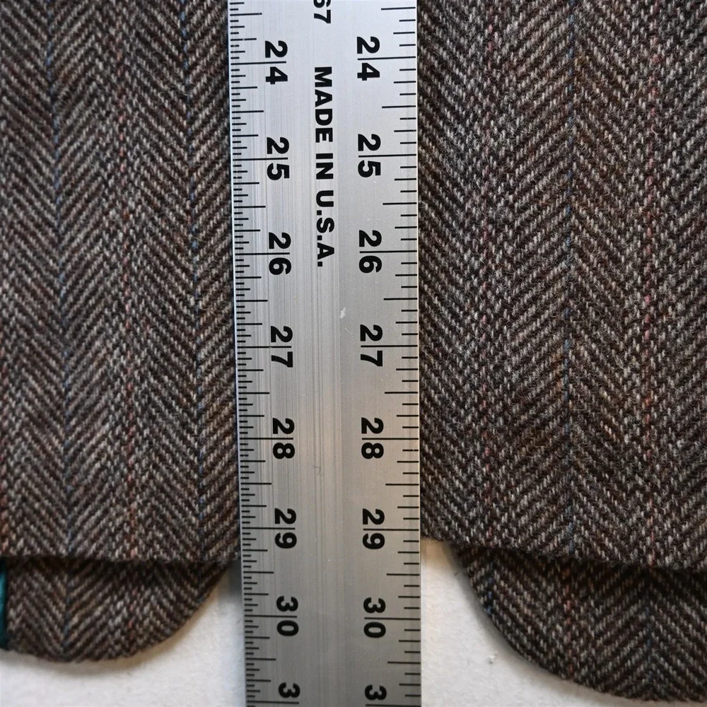 Vtg USA Made 38R Brown Herringbone Wool Tweed Mens Blazer Suit Jacket Sport Coat